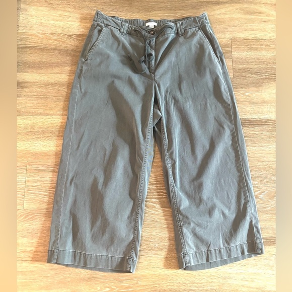 J.Jill Crop Pants Women’s 16 Olive Green Indie Waist Relaxed Fit Casual - Picture 1 of 5